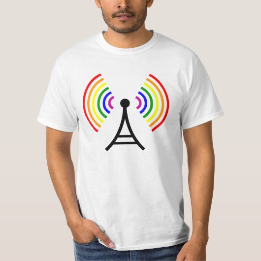 Rainboogsignaal van Gay WiFi-antenne T-shirt (Voorkant)