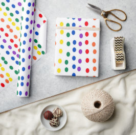 RainboogSnoep Stippen op wit Cadeaupapier