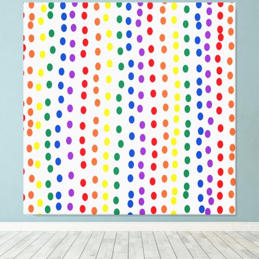 RainboogSnoep Stippen op wit Canvas Afdruk (Insitu (Houten vloer))