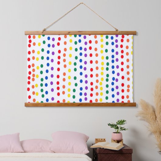 RainboogSnoep Stippen op wit Hangend Wandkleed (Slaapkamer)
