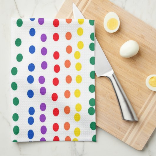 RainboogSnoep Stippen op wit Theedoek (Quarter Fold)