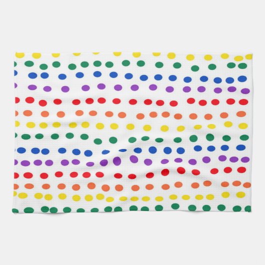 RainboogSnoep Stippen op wit Theedoek (Horizontaal)