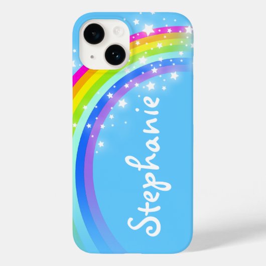 Rainboogstarry sky blue name Case-Mate iPhone case (Achterkant)