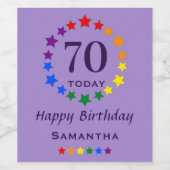 Rainboogsterstrips 70 vandaag of elke Paarse zonda Wijn Etiket (Enkel label)