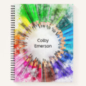 Rainboogstraal Waterverf Cirkel van kleurencils Notitieboek (Voorkant)