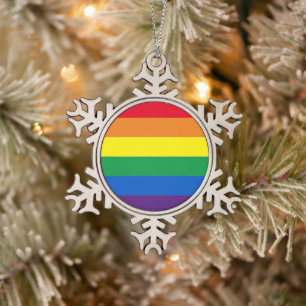 Rainboogstrepen kleuren Lgbt gay flag Tin Sneeuwvlok Ornament