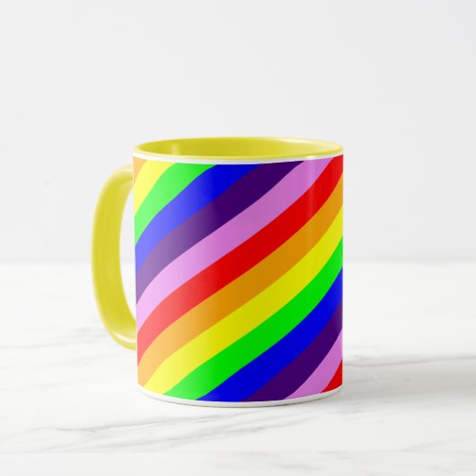 Rainboogstrips Diagonaal Klassiek Helderkleurig Mok (Voorkant links)
