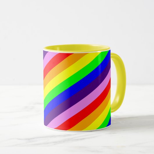 Rainboogstrips Diagonaal Klassiek Helderkleurig Mok (Voorkant rechts)