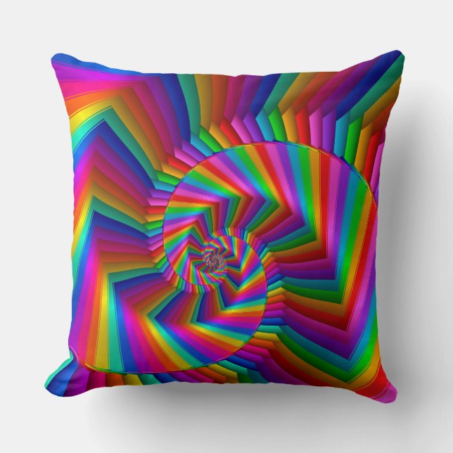 Rainboogstrips Fractal Spiral Sierkussen (Voorkant)