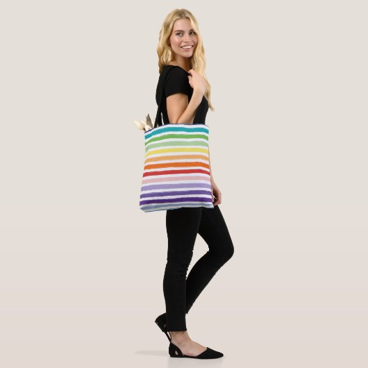 Rainboogstrips Tote Bag (Op model)