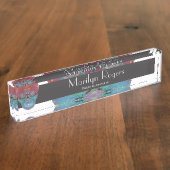 Rainboogsuikerschedel met een boom van leven en ha naambordje (Zijkant)