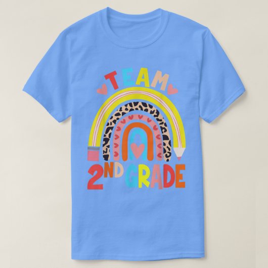 Rainboogteam 2e graad terug naar schoolleer t-shirt (Design voorkant)
