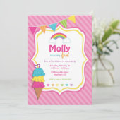 Rainbooguitnodiging / Ice Cream-uitnodiging Kaart (Staand voorkant)