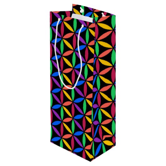 Rainboogventilator van het levenspatroon wijn cadeautas (Achterkant Gekanteld)