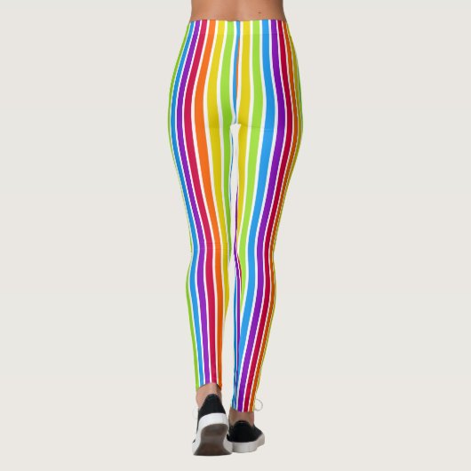 Rainboogverticale strips helder kleurig leggings (Achterkant)