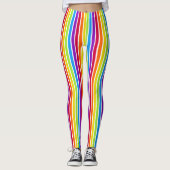 Rainboogverticale strips helder kleurig leggings (Voorkant)