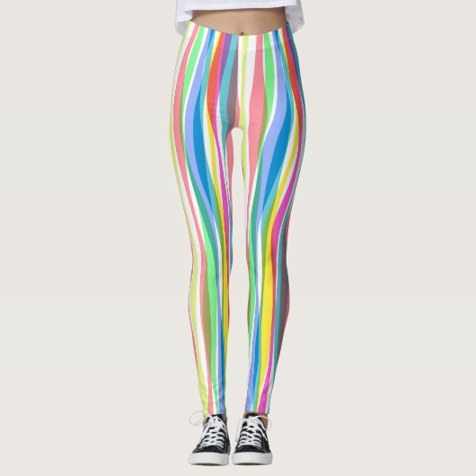Rainboogverticale strips Kleurrijke Leggings (Voorkant)