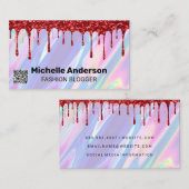 Rainboogvloeistofachtergrond | QR | Glitter Visitekaartje (Voorkant / Achterkant)