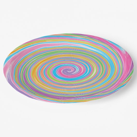 Rainboogwervelpatroon Papieren Bordje (Gekanteld)