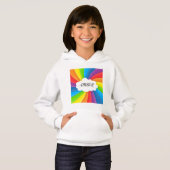 Rainboogwolk gepersonaliseerd meisje's hoodie. (Voorkant volledig)