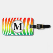 Rainboogzebrapatroon met monogram bagagelabel (Voorkant horizontaal)