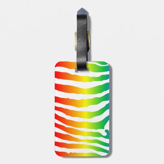 Rainboogzebrapatroon met monogram bagagelabel (Achterkant verticaal)