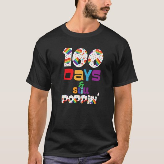 Rainbow 100 Days And Still Poppin Kindergarten Tea T-shirt (Voorkant)