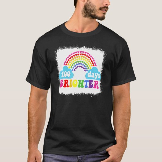 Rainbow 100 Days Brighter Teacher Student 100 Days T-shirt (Voorkant)