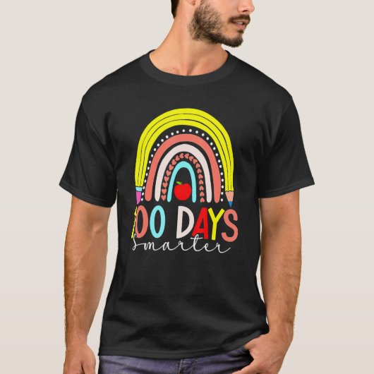 Rainbow 100 Days Smarter Happy 100 Days Of School  T-shirt (Voorkant)