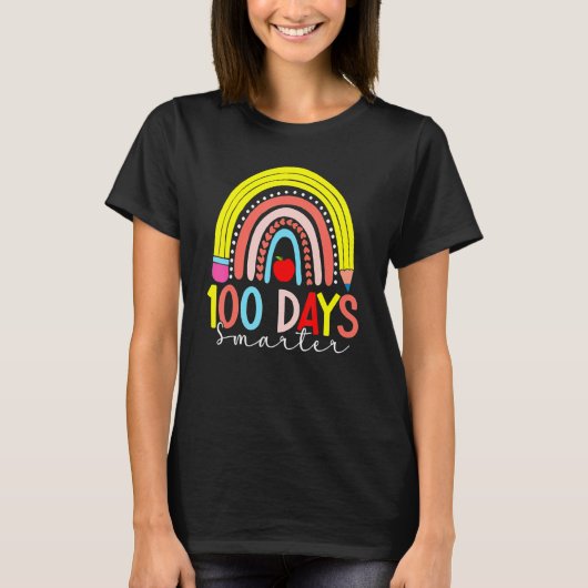 Rainbow 100 Days Smarter Happy 100 Days Of School  T-shirt (Voorkant)