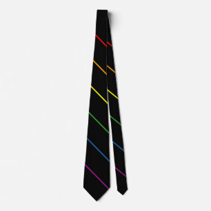 Rainbow 10pt Pinstripes LGBT Support Black Stropdas
