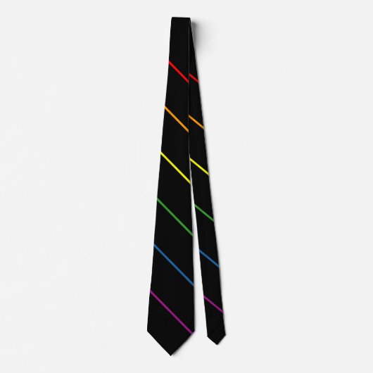 Rainbow 10pt Pinstripes LGBT Support Black Stropdas (Voorkant)