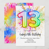 Rainbow 13th Birthday Invitation Kaart (Voorkant / Achterkant)