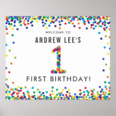 Rainbow 1 Year Old Birthday Party Welkom Poster (Voorkant)