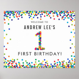 Rainbow 1 Year Old Birthday Party Welkom Poster