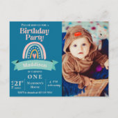 Rainbow 1e Kids Mijlpaal Verjaardagsfeest Uitnodig Briefkaart (Voorkant)