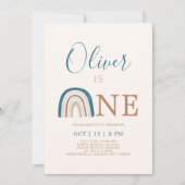 Rainbow 1st Birthday Boy Invitation Kaart (Voorkant)