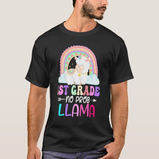 Rainbow 1st Grade No Prob Llama 100th Day of Schoo T-shirt (Voorkant)