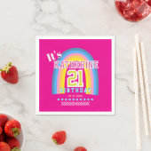 Rainbow 21st Birthday Hot Pink Servet (Insitu)