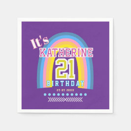 Rainbow 21st Birthday Purple Servet