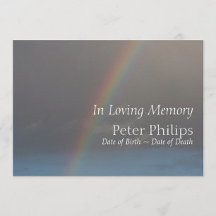 Rainbow 2 Funeral Memorial Service kondiging Kaart