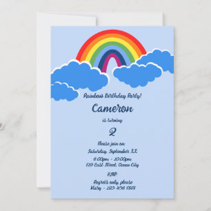 Rainbow 2 Year Old Birthday Party Invitation Kaart