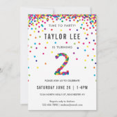 Rainbow 2e Birthday Party, Second Birthday Kaart (Voorkant)