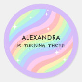 Rainbow 3rd Birthday Colorful Third Party Ronde Sticker (Voorkant)