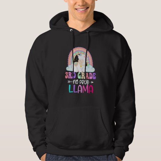 Rainbow 3rd Grade No Prob Llama 100th Day Of Schoo Hoodie (Voorkant)