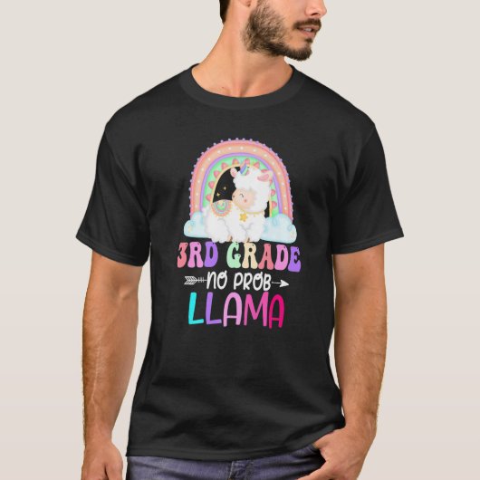 Rainbow 3rd Grade No Prob Llama 100th Day of Schoo T-shirt (Voorkant)