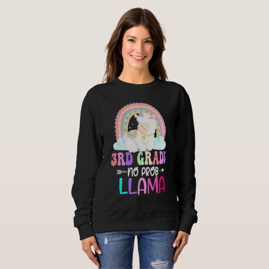 Rainbow 3rd Grade No Prob Llama 100th Day of Schoo Trui (Voorkant volledig)