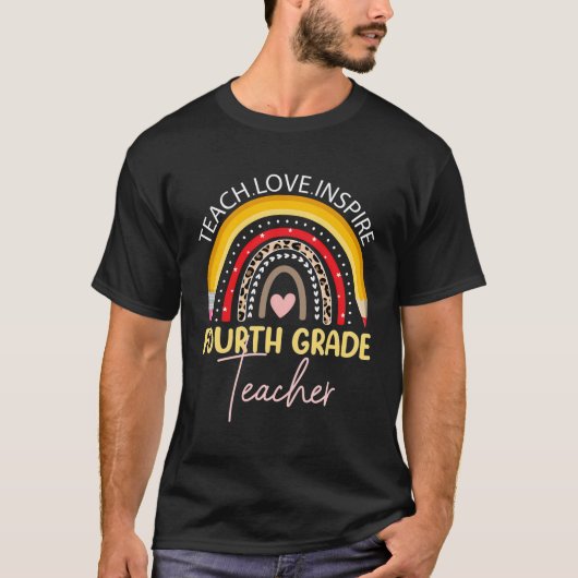 Rainbow 4e klas leraar terug naar school t-shirt (Voorkant)