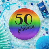 Rainbow 50 en Fabulous Black Birthday Party Papieren Bordje (Feest)