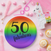 Rainbow 50 en Fabulous Black Birthday Party Papieren Bordje (Feest)